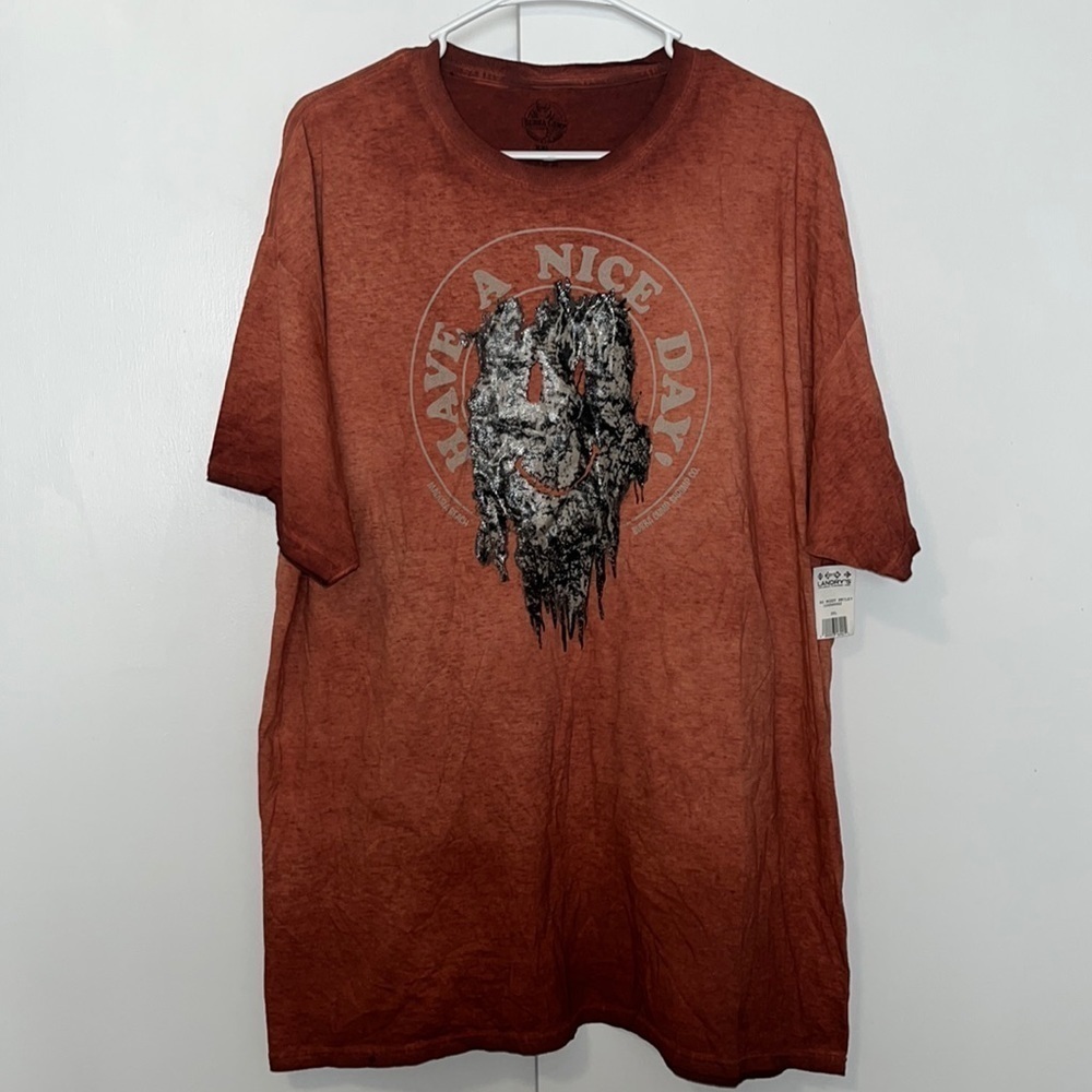 Bubba Gump T-Shirt “Big Muddy Smiley” Brown Dip Dye Short Sleeve Tee Men’s 2X